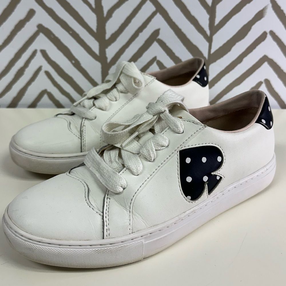 Kate Spade Fez Black White Polka Dot Sneakers Size 9 - Picture 3 of 7